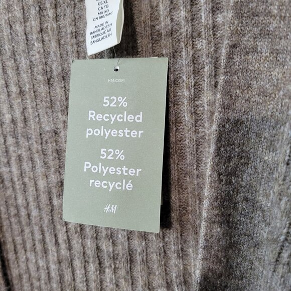 H&M Women's Ribbed Long Cardigan XL Recycled Polyester Blend Gray NWT - Picture 4 of 4